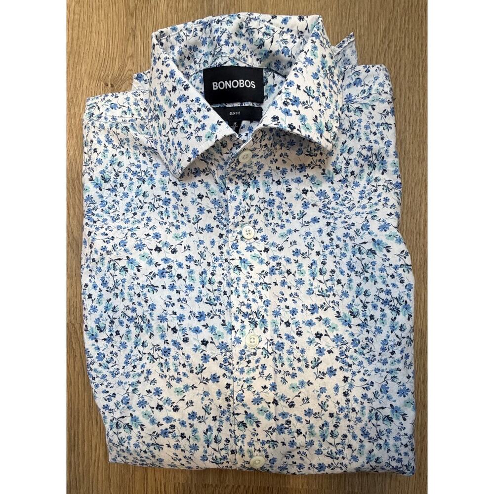 Bonobos Slim Fit 15/32 Long Sleeve Dress Shirt Floral Pattern